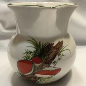 Vintage Hand Painted Fabbro Italy Budoia Pitcher Mushroom